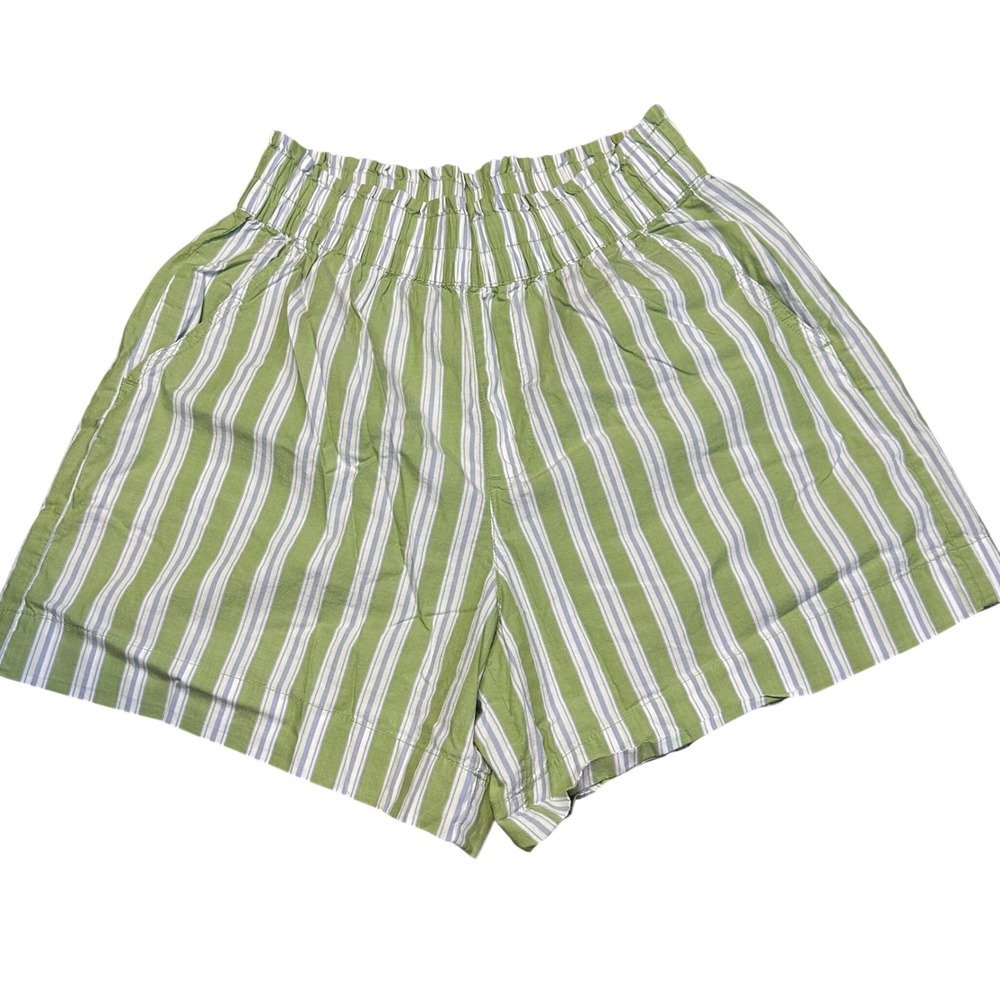 Aerie Green Striped 100% Cotton women's/teen Pajama Shorts High Waist Small